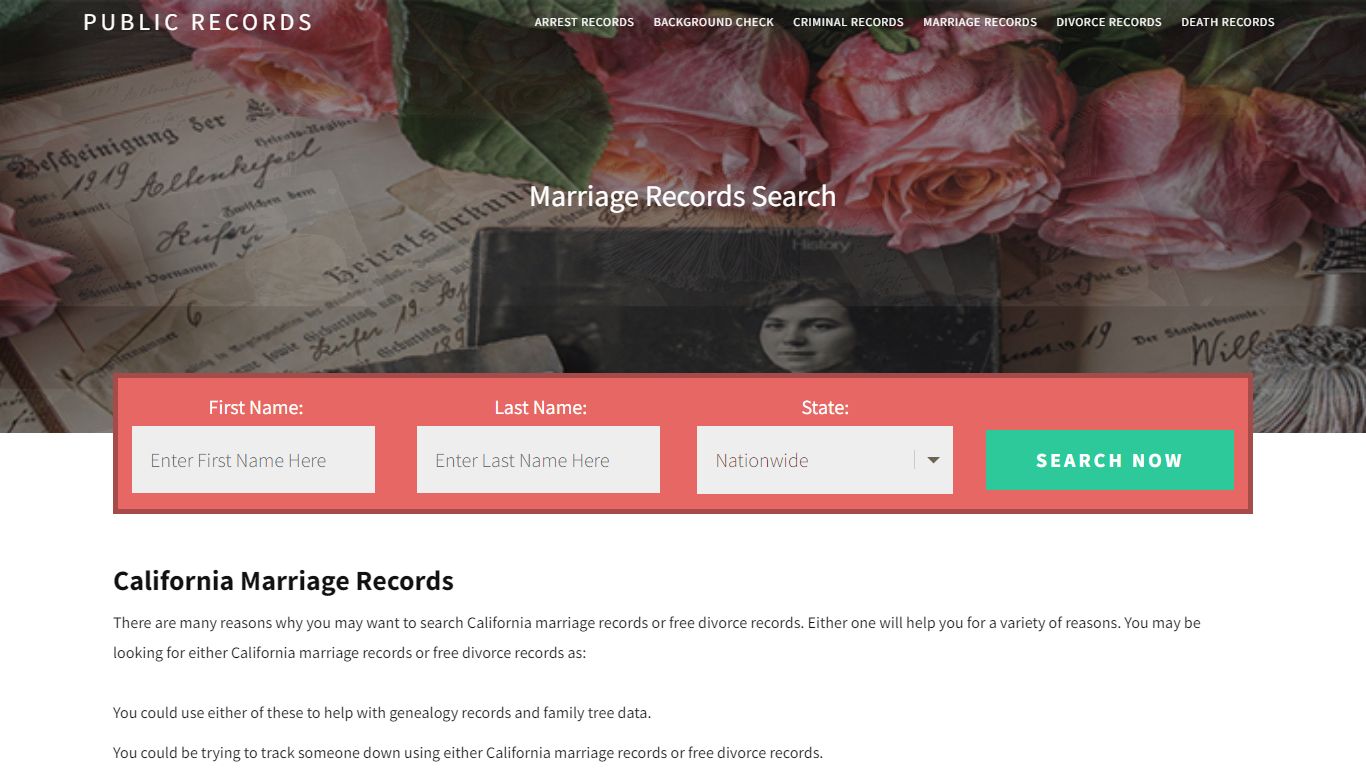 California Marriage Records | Enter Name and Search. 14Days Free